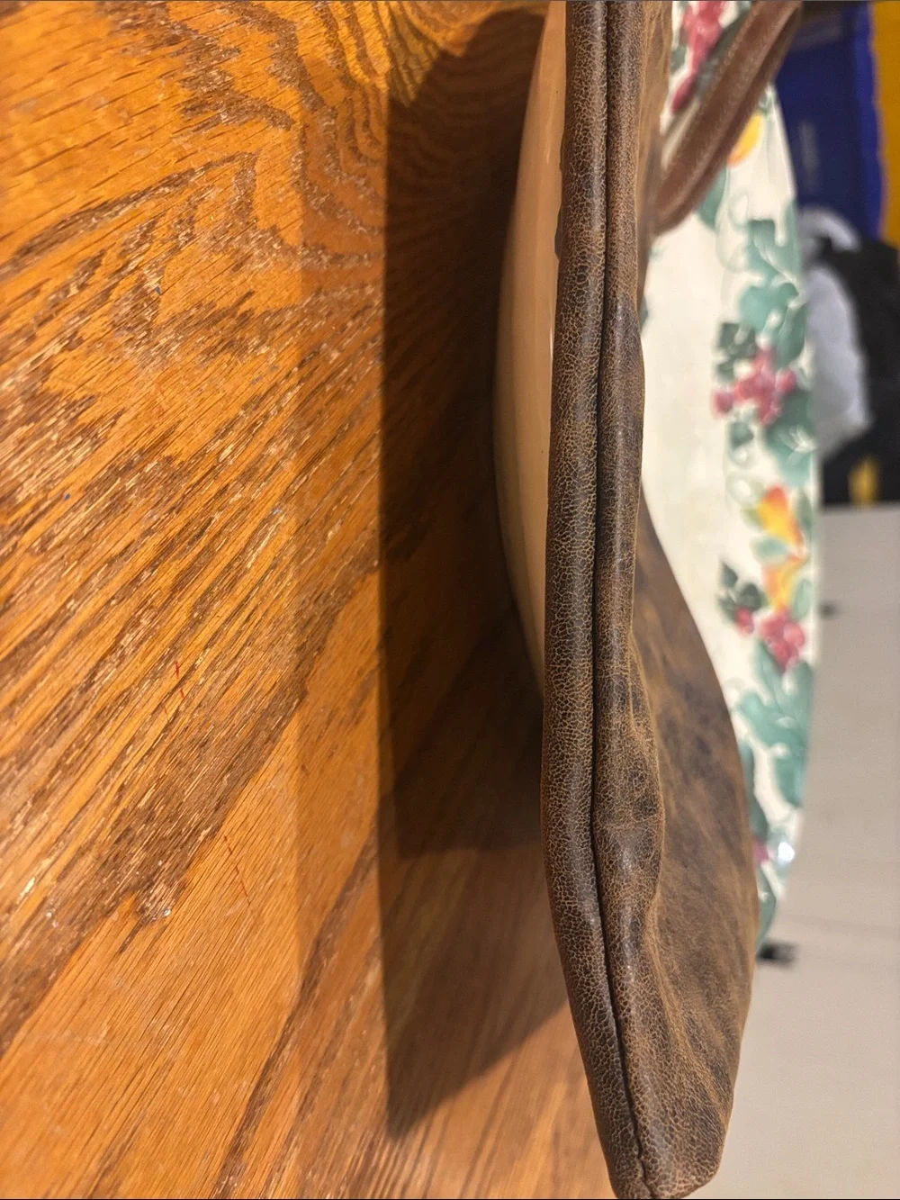 Rough & Tumble Brown Leather Clutch with cider lining